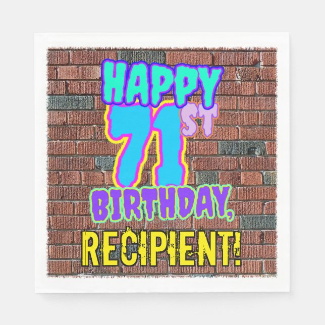 Serviette En Papier 71e anniversaire ~ Amusant, Graffiti urbain inspir (Devant)