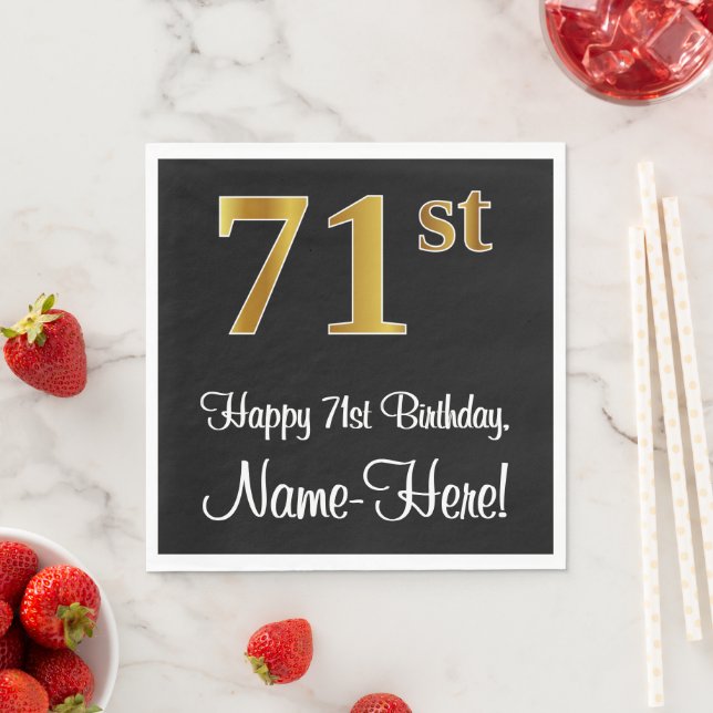 Serviette En Papier 71e anniversaire ~ Elégant Luxueux Faux Gold Look  (En situation)