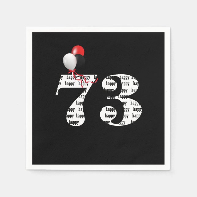Serviette En Papier 73e anniversaire ballons de fête (Devant)