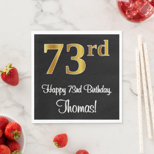 Serviette En Papier 73e anniversaire ~ Elégant Luxueux Faux Gold Look