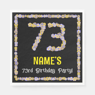 Serviette En Papier 73e Anniversaire : Nombre de fleurs florales, nom 