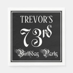 Serviette En Papier 73e fête d'anniversaire — Script fantaisie + Nom p