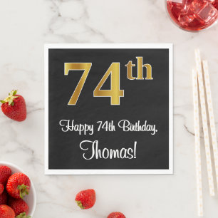 Serviette En Papier 74e anniversaire ~ Elégant Luxueux Faux Gold Look