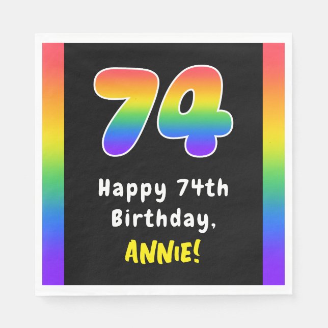 Serviette En Papier 74e anniversaire : Rainbow Spectrum # 74, Nom pers (Devant)