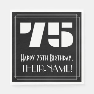Serviette En Papier 75e anniversaire : Art Déco Inspiré Look "75" + No