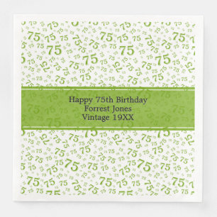 Serviette En Papier 75e anniversaire Cool Numéro Motif Bleu/Blanc