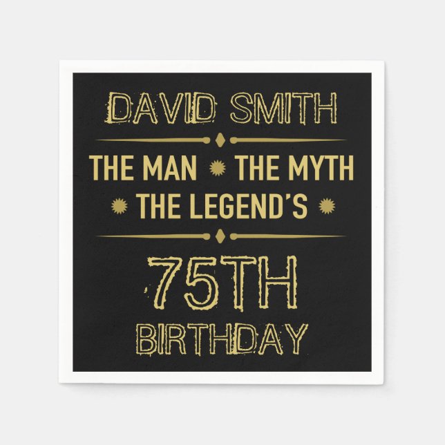 Serviette En Papier 75e anniversaire de l'homme mythe Légende (Devant)
