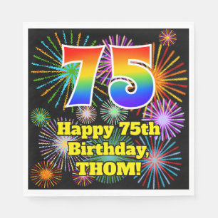 Serviette En Papier 75e anniversaire : Fun Motif Fireworks + Rainbow 7