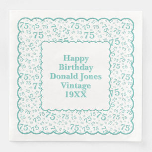 Serviette En Papier 75e anniversaire Numéro Motif Scallops Turquoise/b
