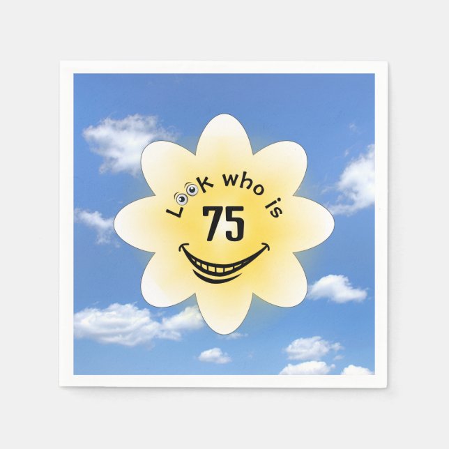 Serviette En Papier 75e anniversaire soleil et nuages d'été (Devant)
