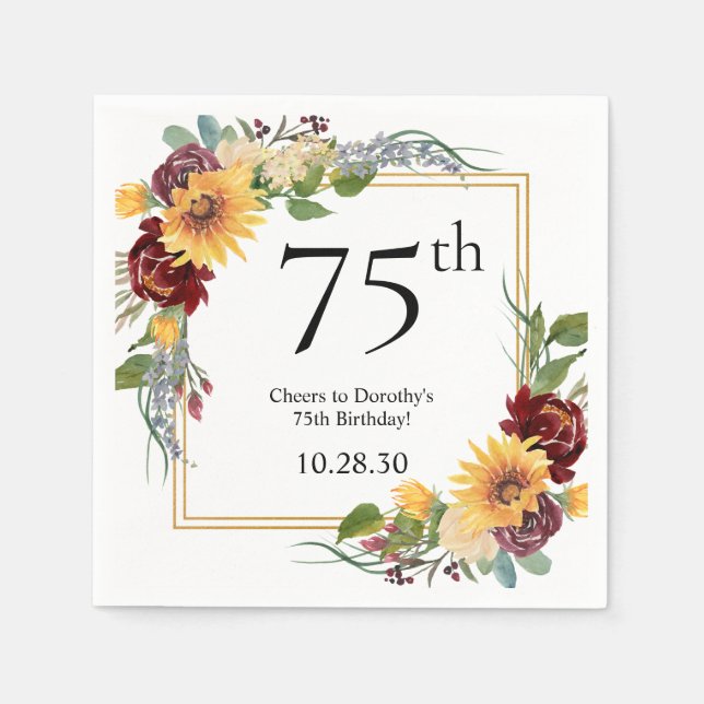 Serviette En Papier 75e anniversaire Tournesols (Devant)