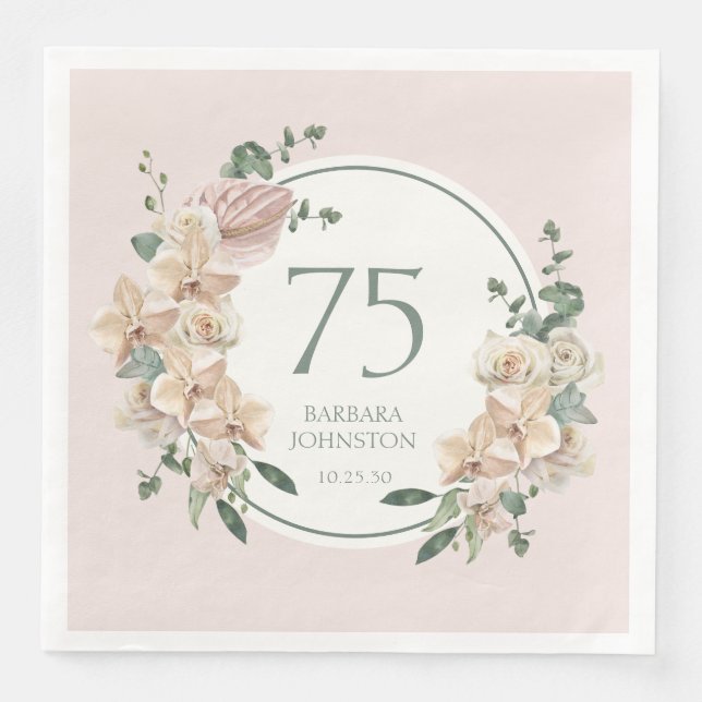 Serviette En Papier 75e anniversaire Tropical Floral (Devant)
