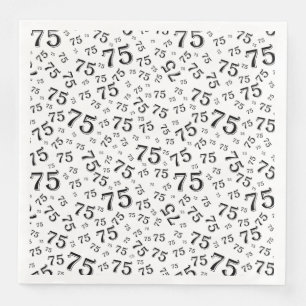 Serviette En Papier 75ème Motif de nombre aléatoire Age Noir/Blanc