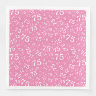 Serviette En Papier 75th Age Random Number Pattern Pink/White