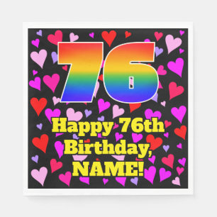 Serviette En Papier 76e anniversaire : Amour Hearts Motif, Arc en ciel