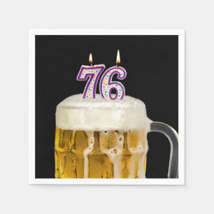 Serviette En Papier 76e Anniversaire Bière en noir