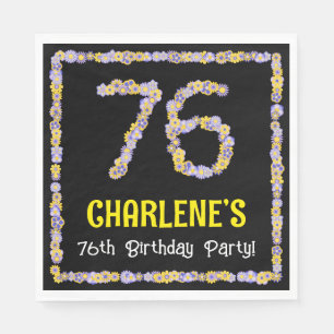 Serviette En Papier 76e anniversaire : Floral Flowers Numéro, Nom pers