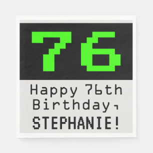Serviette En Papier 76e anniversaire - Nerdy / Geeky Style "76" & Nom