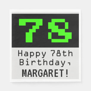 Serviette En Papier 78e anniversaire - Nerdy / Geeky Style "78" & Nom