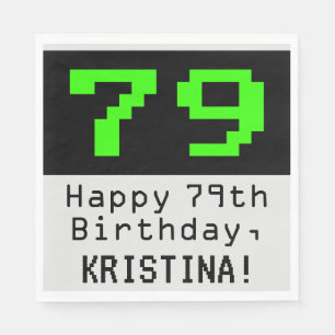 Serviette En Papier 79e anniversaire - Nerdy / Geeky Style "79" & Nom
