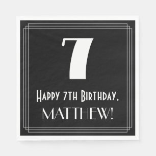 Serviette En Papier 7e anniversaire ~ Art Déco Inspiré Look "7", Nom