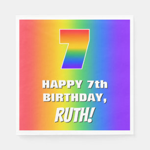 Serviette En Papier 7e anniversaire : coloré, amusant Motif arc-en-cie
