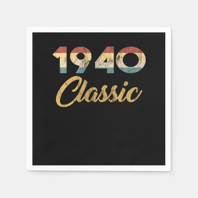 Serviette En Papier 80 e Birthday Gift for Men and Women 1940 Classic (Devant)
