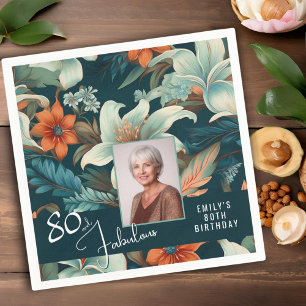 Serviette En Papier 80 et fabuleux Motif Flower Photo Anniversaire