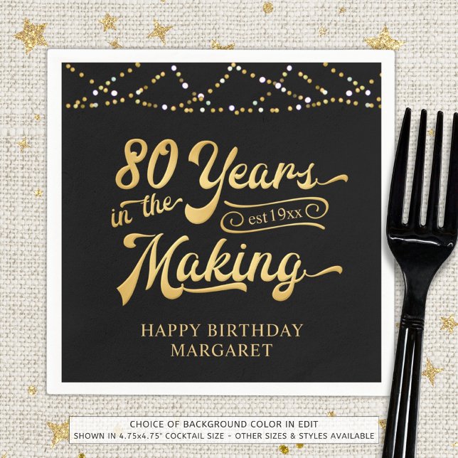 Serviette En Papier 80e anniversaire 80 ans rétro dans les lumières (Créateur téléchargé)