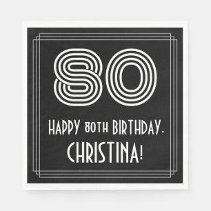 Serviette En Papier 80e anniversaire : Art Déco Inspiré Look "80" + No