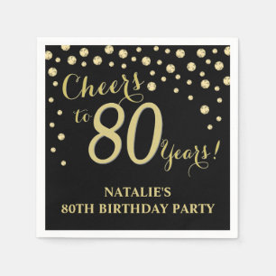 Serviette En Papier 80e anniversaire Black and Gold Diamond Napkins