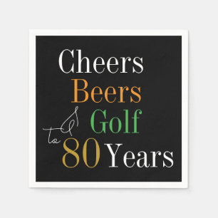 Serviette En Papier 80e anniversaire Cheers Beers Golf Party