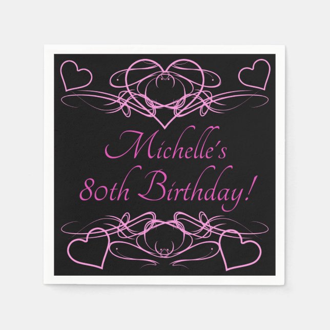 Serviette En Papier 80e anniversaire de la femme (Devant)