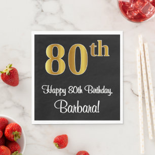 Serviette En Papier 80e anniversaire ~ Elégant Luxueux Faux Gold Look