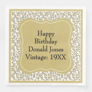 Serviette En Papier 80e anniversaire Gold/White Motif numéro de suppor