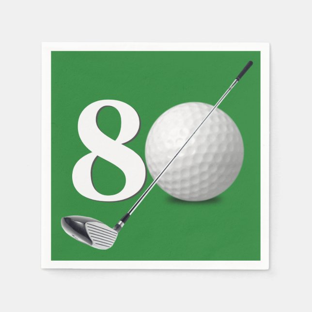 Serviette En Papier 80e Anniversaire Golf Ball And Club (Devant)