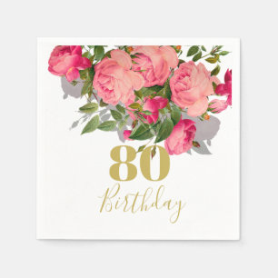 Serviette En Papier 80e anniversaire Huitième Rose Gold Elegant