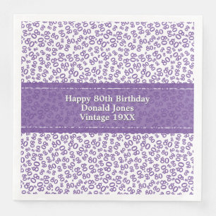 Serviette En Papier 80e anniversaire Numéro moderne Motif violet/blanc