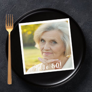 Serviette En Papier 80e anniversaire photo bonjour 80 femmes