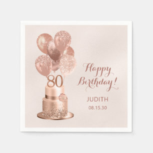 Serviette En Papier 80e anniversaire Rose Gold Cake