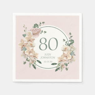 Serviette En Papier 80e anniversaire Tropical Floral