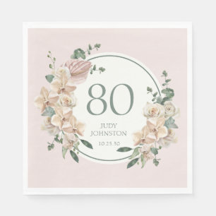 Serviette En Papier 80e anniversaire Tropical Floral