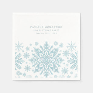 Serviette En Papier 80e fête d'anniversaire Blue White Snowflake hiver