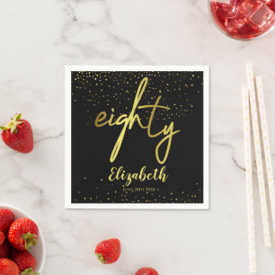 Serviette En Papier 80e fête d'anniversaire Glamour Black Gold