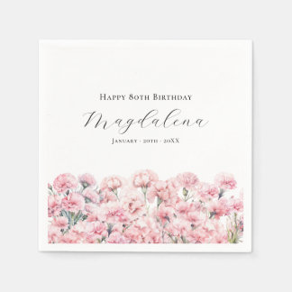 Serviette En Papier 80th Birthday Pink Carnation January Birth Flower