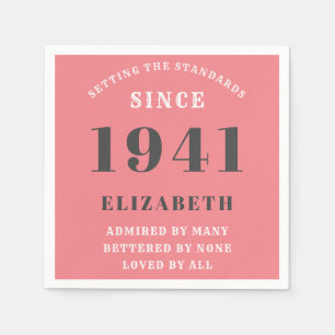 Serviette En Papier 80th Birthday Standards Born 1941 Pink Ajouter un 