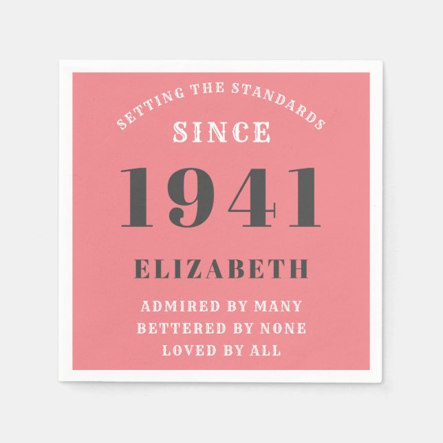 Serviette En Papier 80th Birthday Standards Born 1941 Pink Ajouter un  (Devant)