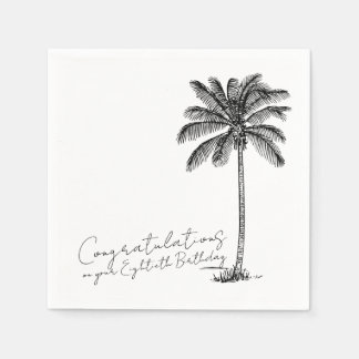 Serviette En Papier 80th Birthday Tropical Palm Tree Congratulations