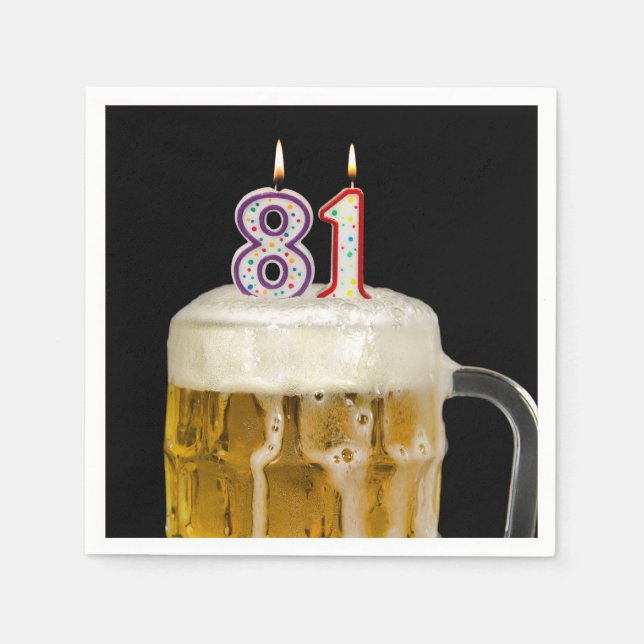 Serviette En Papier 81e Anniversaire Bière en noir (Devant)