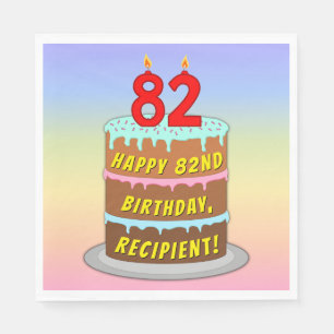 Serviette En Papier 82e anniversaire : Fun Cake and Candles + Nom pers